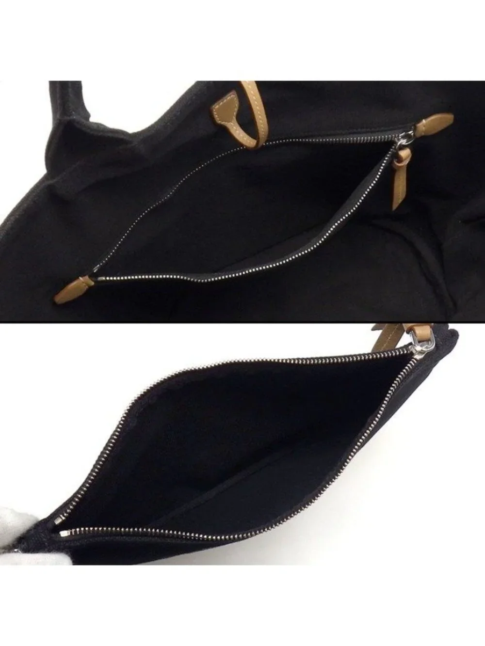 Prada Tote Canapa Bucket Bag Black Canvas Leather Silver